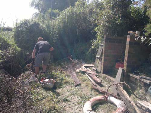 Decking, Fencing & Turfing before Willow Landscapes work