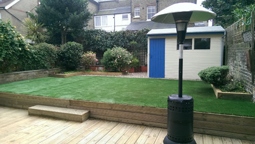 An artificial lawn before Willow Landscapes work